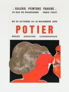 POTIER Michel 1941,Exhibition poster from Galerie Peinture Frainche,1978,Bruun Rasmussen 2021-09-14