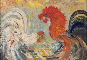 POTRZEBOWSKI Jerzy 1921-1974,Fight of roosters,1963,Desa Unicum PL 2024-01-30