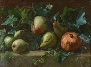 POTTER Arthur 1880,Still life of pears, an apple and pomegranate amon,1866,Dreweatts GB 2019-07-31
