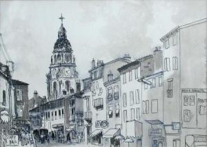 POTTER Charles 1904-2002,Street in Bourg,Cheffins GB 2009-09-23