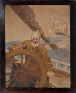 potter chase theodosia 1875-1972,Captain at the helm of a ship in a stormy sea,Eldred's 2015-07-09