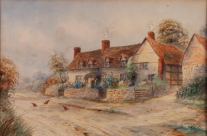POTTER Ernest T. 1800-1900,A country lane with cottages,Capes Dunn GB 2020-01-14