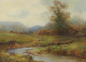 POTTER Ernest T. 1800-1900,a landscape painting depicting two g,1909,Batemans Auctioneers & Valuers 2018-07-07