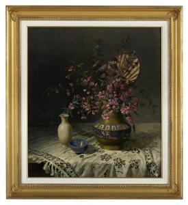 POTTER Joan 1945,Still Life with Flowers and Ceramics,New Orleans Auction US 2019-10-13
