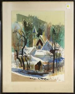 POTTER Kenneth George 1926-2011,Snowfall on a Church,Clars Auction Gallery US 2018-08-11