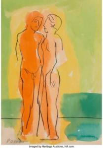 POTTER LARRY 1922-1966,Nude Figure Study (double-sided),1950,Heritage US 2022-02-14