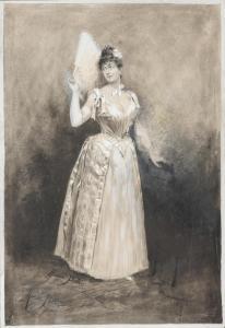 POTTER Maurice 1865-1898,Femme à l'éventail,Dogny Auction CH 2017-04-04