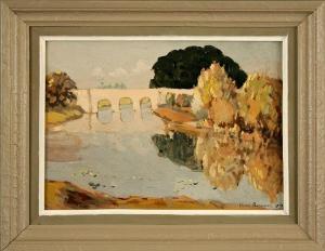 POULMARCH Eduard,Französische, impressionistische Landschaft mit Brücke,1943,Eva Aldag DE 2009-09-05