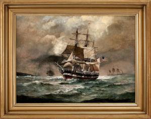 POULSEN Charles 1800-1900,An American ship at sea,Eldred's US 2014-11-20
