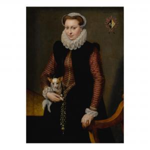POURBUS Frans 1545-1581,Portrait of a young woman, aged 17, holding a smal,1576,Sotheby's 2021-01-28
