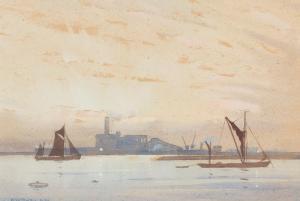 Powell E.W,Shipping at Dusk,1932,Simon Chorley Art & Antiques GB 2018-01-30
