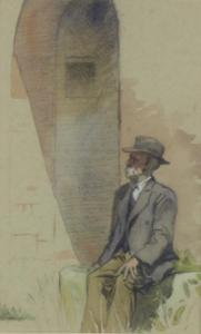 POWELL Elsie K. Simpson 1895-1975,study of a gentleman sitting in the shade,Denhams GB 2019-09-11