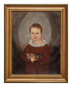 POWERS Asahel Lynde 1813-1843,Portrait of a Boy with a Cat,Hindman US 2023-11-03
