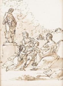 POZZI DOMENICO 1744-1796,Jeu de musique dans les jardins,Dogny Auction CH 2016-03-15
