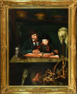 PRÖLLS Friedrich Anton Otto,Großvater lehrt seinem Enkel das Lesen,1882,Allgauer 2023-01-13