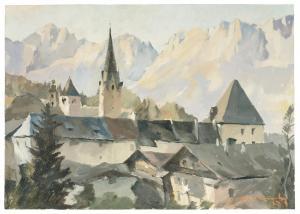 PRACHENSKY Wilhelm Nikolaus 1898-1956,View of Kitzbühl with the churches of S,1947,Palais Dorotheum 2024-03-14