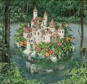 PRADERA J.L 1900-1900,Fantasy landscape: fairy castle in a tropical pond,Christie's GB 2010-12-07