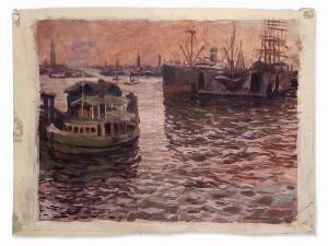 PRAHL karl 1882-1948,Hamburg Harbor in the Evening,1924,Auctionata DE 2016-05-30