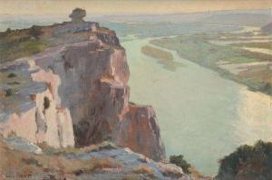 PRAT LOYS 1879-1934,Falaises surplombant une rivière,Aguttes FR 2012-05-11