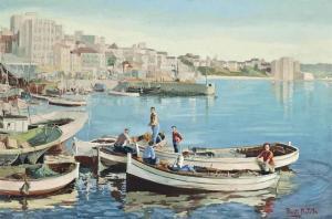 PRATELLA Fausto 1886-1964,Preparing the fishing boats at the harbour wall,Christie's GB 2014-05-02