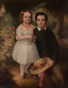 PRATT Henry Cheever 1803-1880,PORTRAIT OF A BOY AND GIRL,1855,Grogan & Co. US 2016-06-05