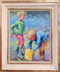 PRATT Jeffrey 1940,two young boys with a fishing net,Charterhouse GB 2024-04-05