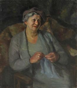 PREECE Patricia 1900-1971,Old Woman Knitting,Sworders GB 2022-07-10