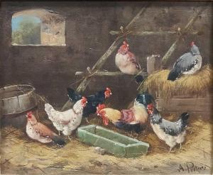 PREHN Alfred,Chickens in a barn each,Cheffins GB 2022-07-14