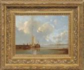 PRELLER Julius Theodor,Kleine Küstenlandschaft mit Segelschiff am Hafenka,1860,Schloss 2012-05-05
