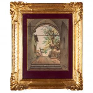 PREMAZZI Luigi Ossipovitch 1814-1891,Scorcio con arco e figure,1843,Wannenes Art Auctions 2022-02-08