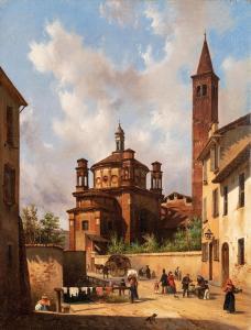 PREMAZZI Luigi Ossipovitch,Veduta di Sant'Eustorgio a Milano,1844,Wannenes Art Auctions 2022-11-29