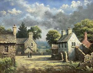 PRESTON James David 1946,Figures in a Derbyshire Village,Duggleby Stephenson (of York) UK 2023-09-08