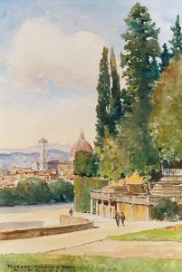 PREUSS Rudolf,A view from the Giardini di Boboli to the old town,1913,Palais Dorotheum 2024-03-28