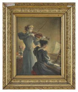 PREVOST ALEXANDRE CELESTE GABRIEL 1832-1910,La leçon de musique,Tradart Deauville FR 2019-11-03