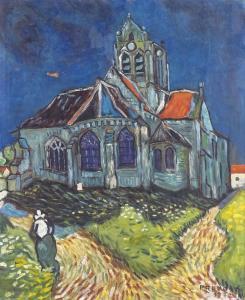 PREVOST Jean 1934,church at Auvers Sur Oise,1972,Burstow and Hewett GB 2020-06-18