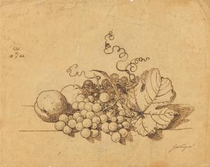 PREYER Johann Wilhelm 1803-1889,Still Life with Grapes and Peaches,Van Ham DE 2023-11-17
