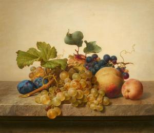 PREYER Johann Wilhelm 1803-1889,Still Life with Grapes, Plums and Peaches,1843,Lempertz 2022-11-19