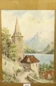 PRICE G 1900-1900,Alpine Church by a Lake,Bamfords Auctioneers and Valuers GB 2008-03-19
