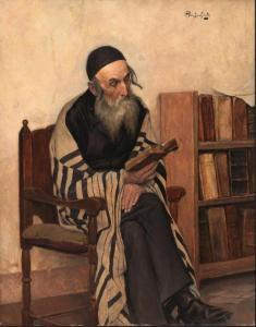 PRIECHENFRIED Alois Heinrich 1867-1953,A Rabbi reading,Matsa IL 2024-01-29