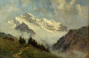 PRIESTMAN Arnold,landscape with chalet and mountains in the distanc,Ewbank Auctions 2020-03-19