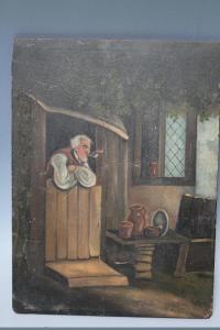 PRIMITIVE SCHOOL,MAN AT COTTAGE DOOR,19th century,Cuttlestones GB 2017-06-08