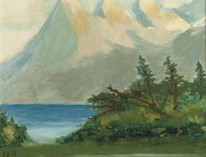 PRINCE OF THE NETHERLANDS Bernhard,Snow-covered mountains by a lake,1978,Christie's 2008-06-24