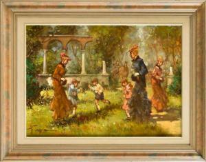 PRINCIPLE Thomasso 1900-1900,Park face with playing children,Twents Veilinghuis NL 2013-04-19