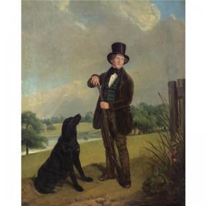 PRINGLE William J 1834-1858,MR BURDETT WITH HIS GUN DOG IN THE GROUNDS OF COOM,Sotheby's 2007-06-06
