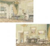 PRINSEP Emily Rebecca,Two interiors of the drawing room at 4, Seamore Pl,1836,Christie's 2007-12-12