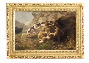 PRINZ S,Hunde stellen einen Bär im Gebirge,Palais Dorotheum AT 2015-04-01