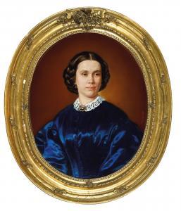 PRINZHOFER August 1817-1885,Portrait einer jungen Dame in blauem Kleid,Palais Dorotheum 2019-06-13