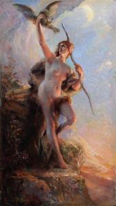 PRIOU Louis 1845-1917,Chasseresse,Libert FR 2019-04-03