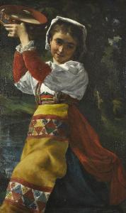 PRIOU Louis 1845-1917,Girl dancing with a tambourine,19th century,Rosebery's GB 2021-07-20