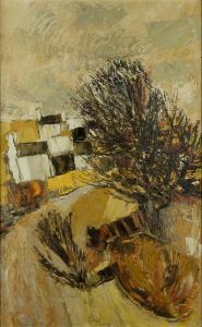 Pritchard Gwilym 1931-2015,Village scene in the hills with woodland,Rosebery's GB 2023-11-29